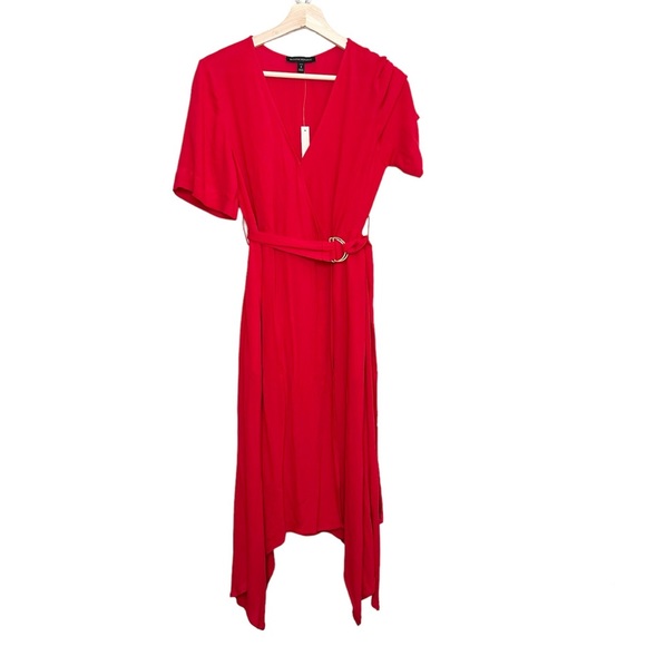 NWT Banana Republic Handkerchief-Hem Wrap Dress in Ultra Red Size 6P | Petite - Picture 4 of 7